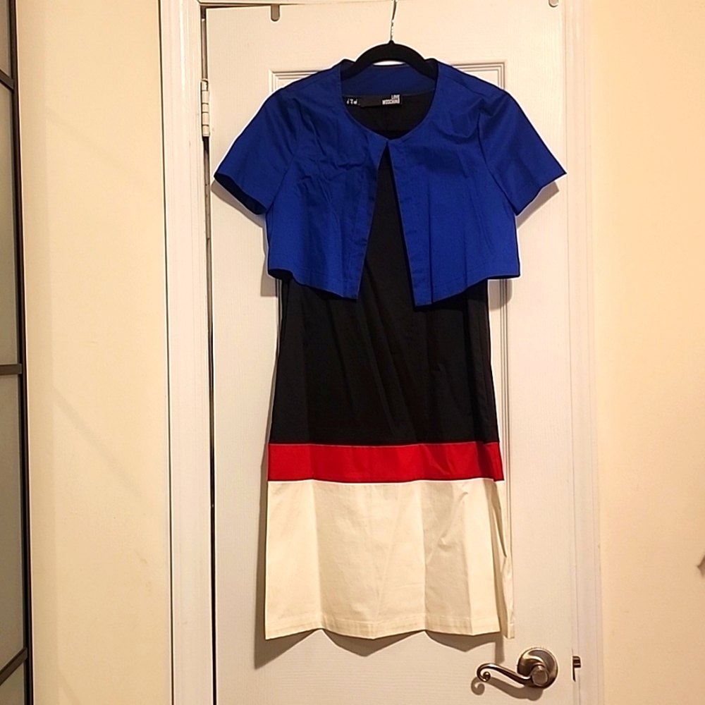Love Moschino cotton sleeveless dress with bolero size 4, new without tags